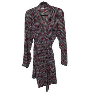 Nottibianche By Cabernet Black White Red Polka Dot Rose Robe L / XL